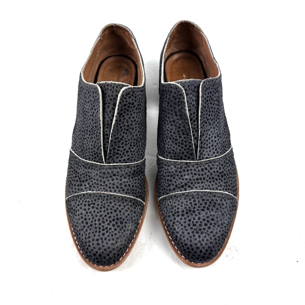 All Black Cap Cowman Shoes 38.5 Laceless Oxford Calf Hair‎ Anthropologie 8.5